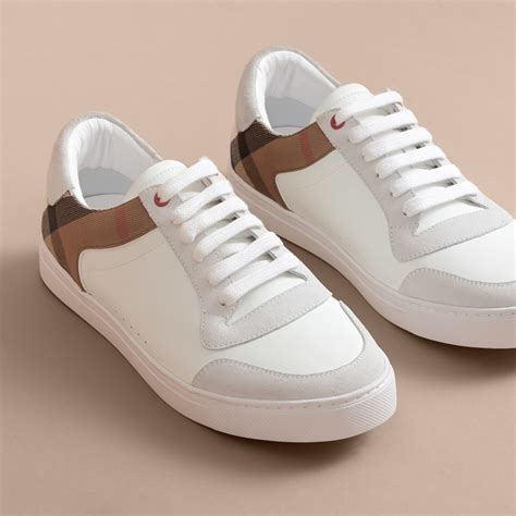 burberry white shoes|Burberry leather sneakers.